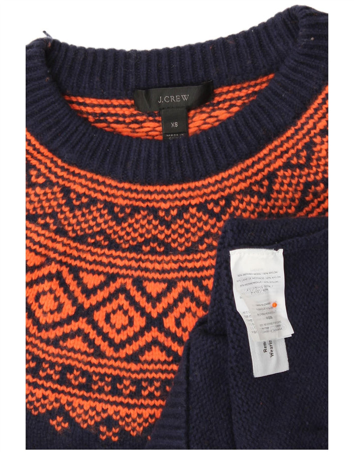 J. CREW Damski sweter z okrągłym dekoltem UK 6 XS Granatowy Fair Isle