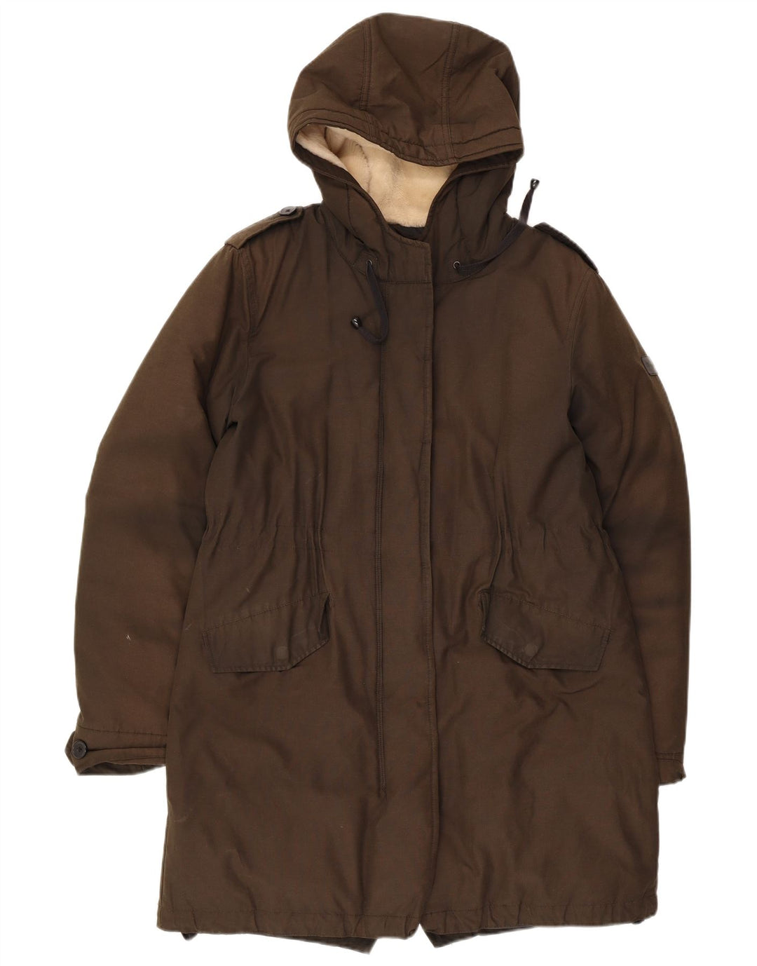 Damska kurtka parka z kapturem WRANGLER UK 14, średnia bawełna khaki