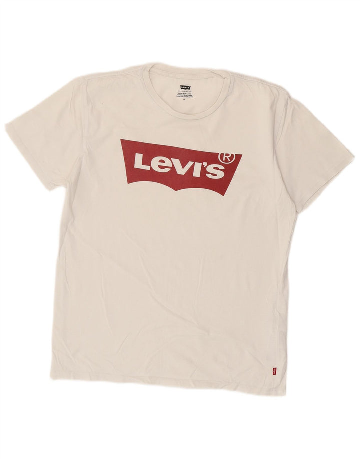 Męska koszulka z grafiką Levi's, średnia, biała bawełna