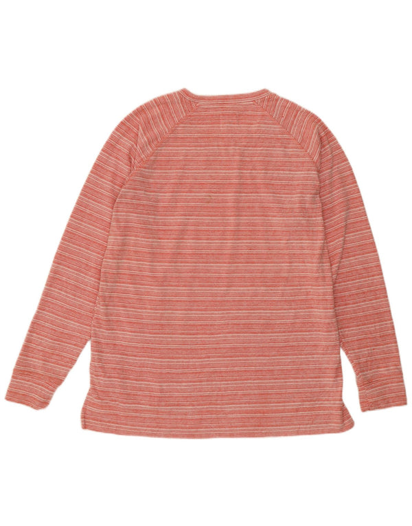 Champion Womens Top Long Sleeve UK 16 Large Pink Striped Cotton