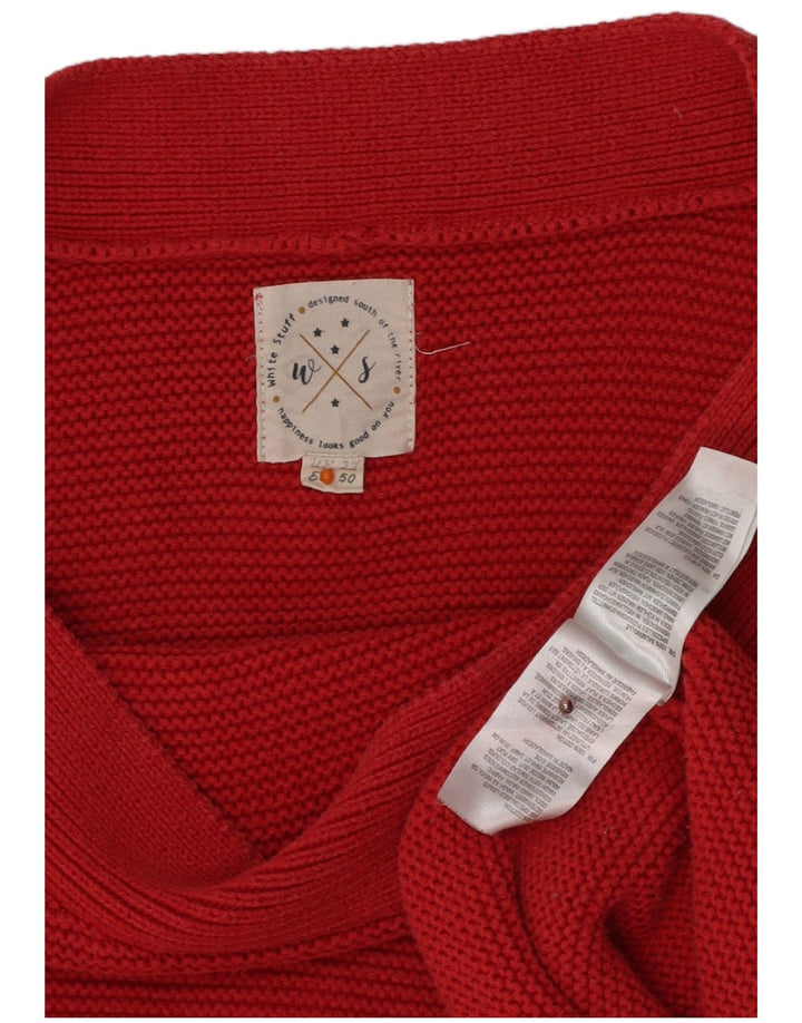 WHITE STUFF Damski sweter z dekoltem w łódkę UK 22 3XL Czerwona bawełna