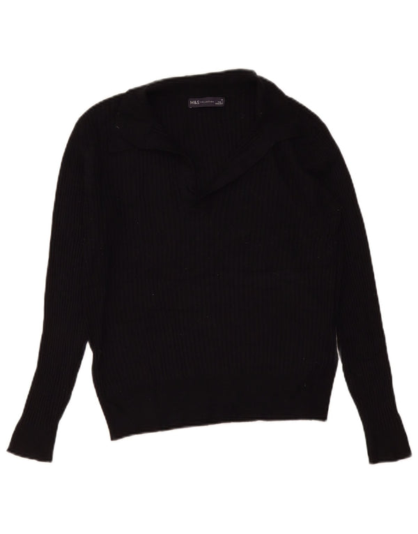 Damski sweter polo Marks & Spencer UK 14, duża, czarna wiskoza