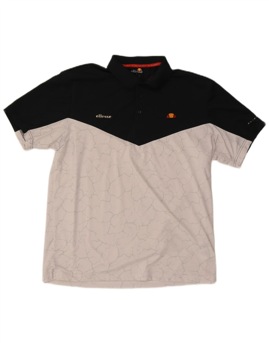 Męska koszulka polo Ellesse XL, biały, poliester z blokami kolorów