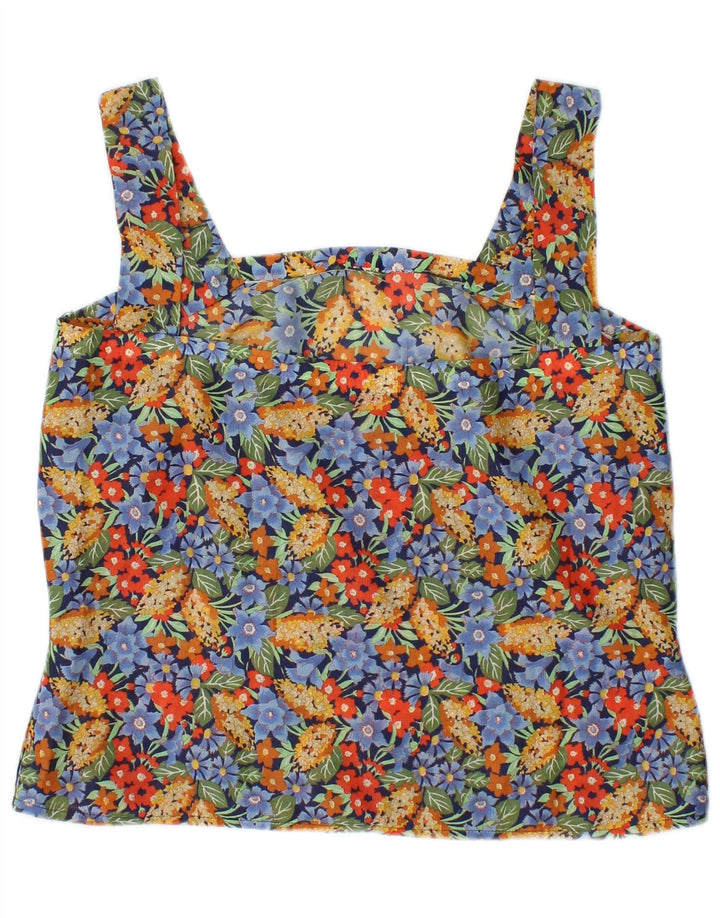 Vintage damski top na ramiączkach UK 10, mały, wielobarwny w kwiaty