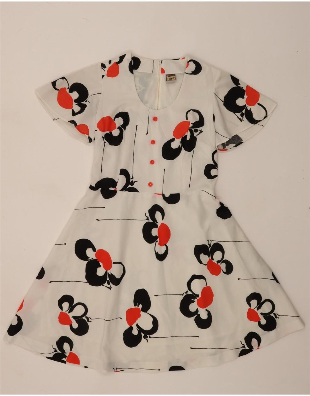 DIOLEN Womens A-Line Dress IT 42 Medium White Floral Polyester Vintage Diolen and Second-Hand Diolen from Messina Hembry 