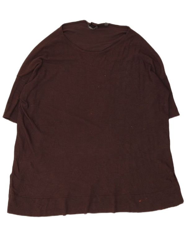 Esprit Womens Longline Oversized T-Shirt Top UK 18 XL Brown Viscose