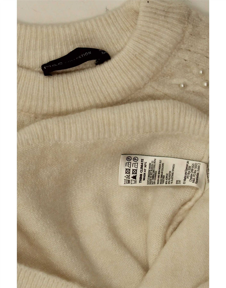 Marks & Spencer Damski sweter z okrągłym dekoltem, UK 10, mały, w kolorze złamanej bieli