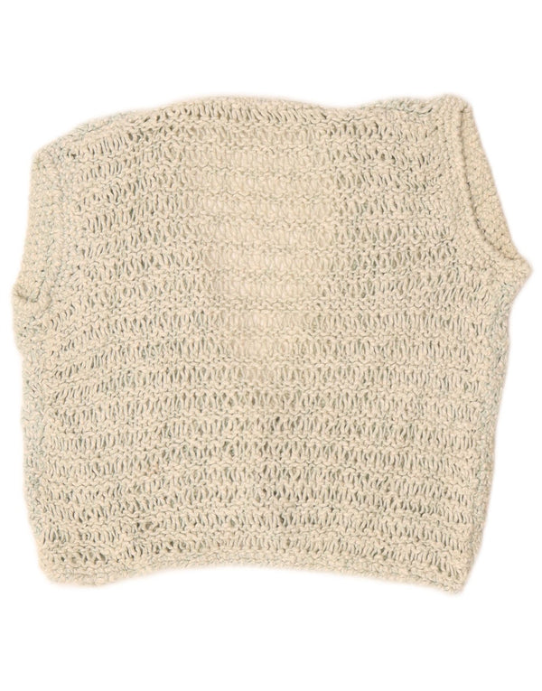 Vintage damski sweter rozpinany UK 16, duży, w kolorze złamanej bieli, nakrapiany