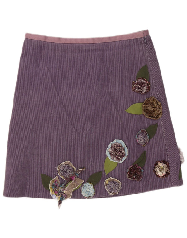 Boden Sztruksowa spódnica damska UK 12 Medium W32 Fioletowe kwiaty