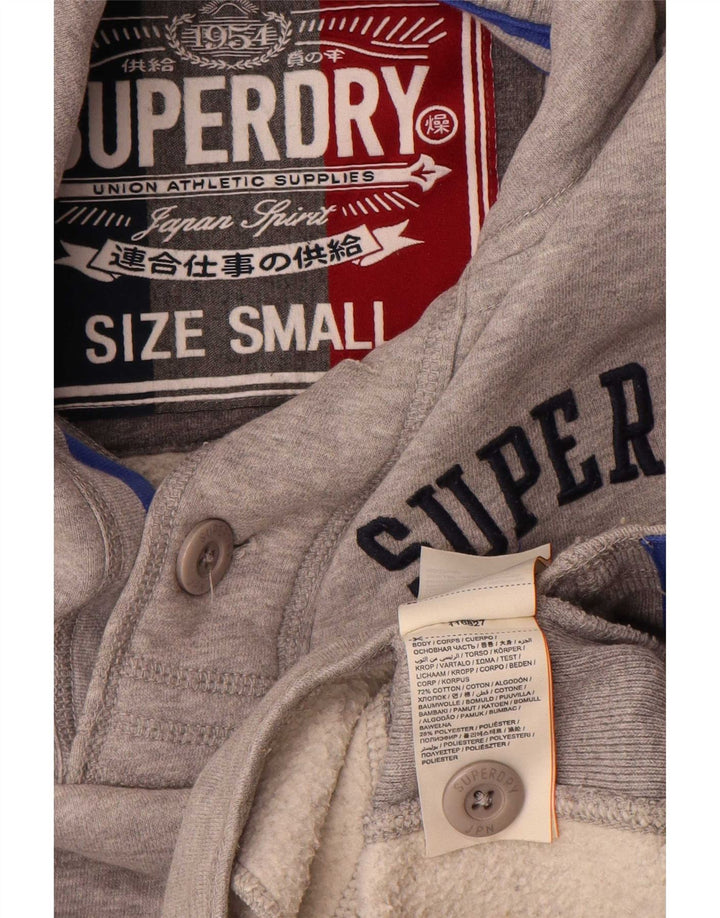 Męski sweter Superdry z grafiką i dekoltem w serek, mały, szary, bawełniany