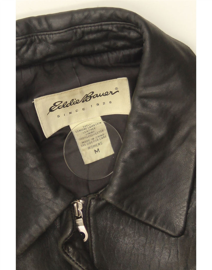 EDDIE BAUER Damska kurtka skórzana UK 14, średnia czarna skóra