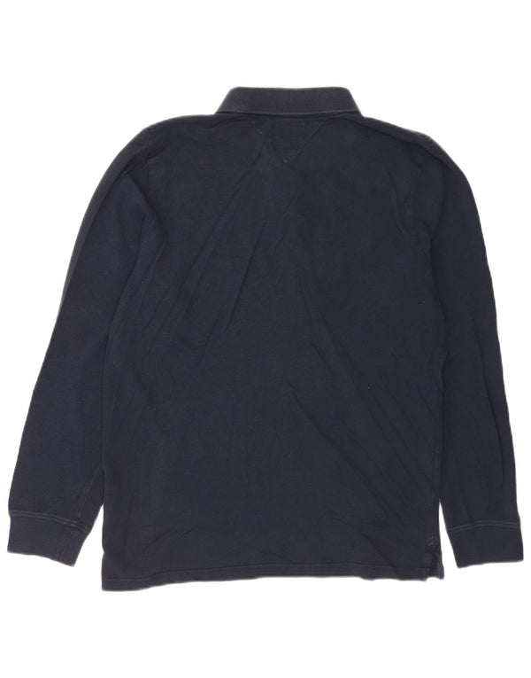 Męska koszulka polo Tommy Hilfiger z długim rękawem, średnia, granatowa, bawełniana