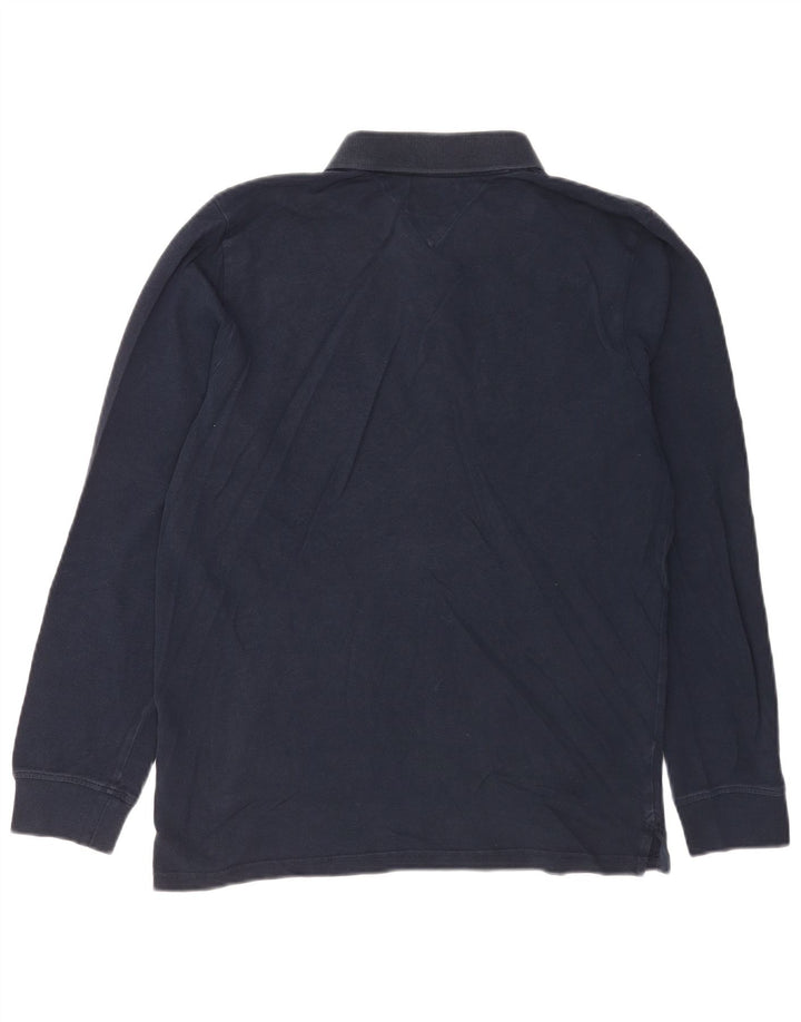 Męska koszulka polo Tommy Hilfiger z długim rękawem, średnia, granatowa, bawełniana