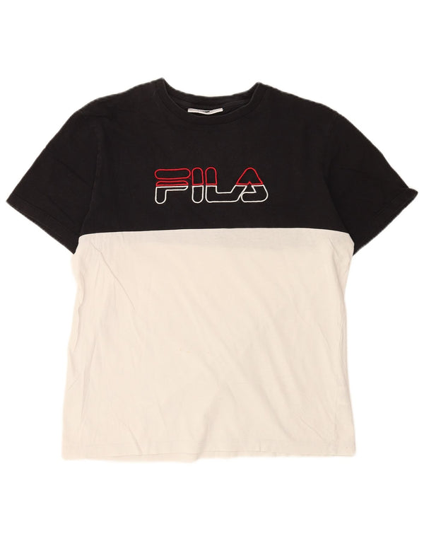 Męski T-shirt Fila z grafiką, bawełniany, średniej wielkości, w kolorze czarnym