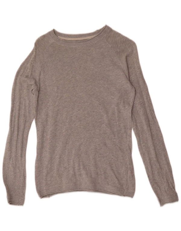 Zara Męski sweter z dekoltem w łódkę, mały, szary, bawełniany w plamki