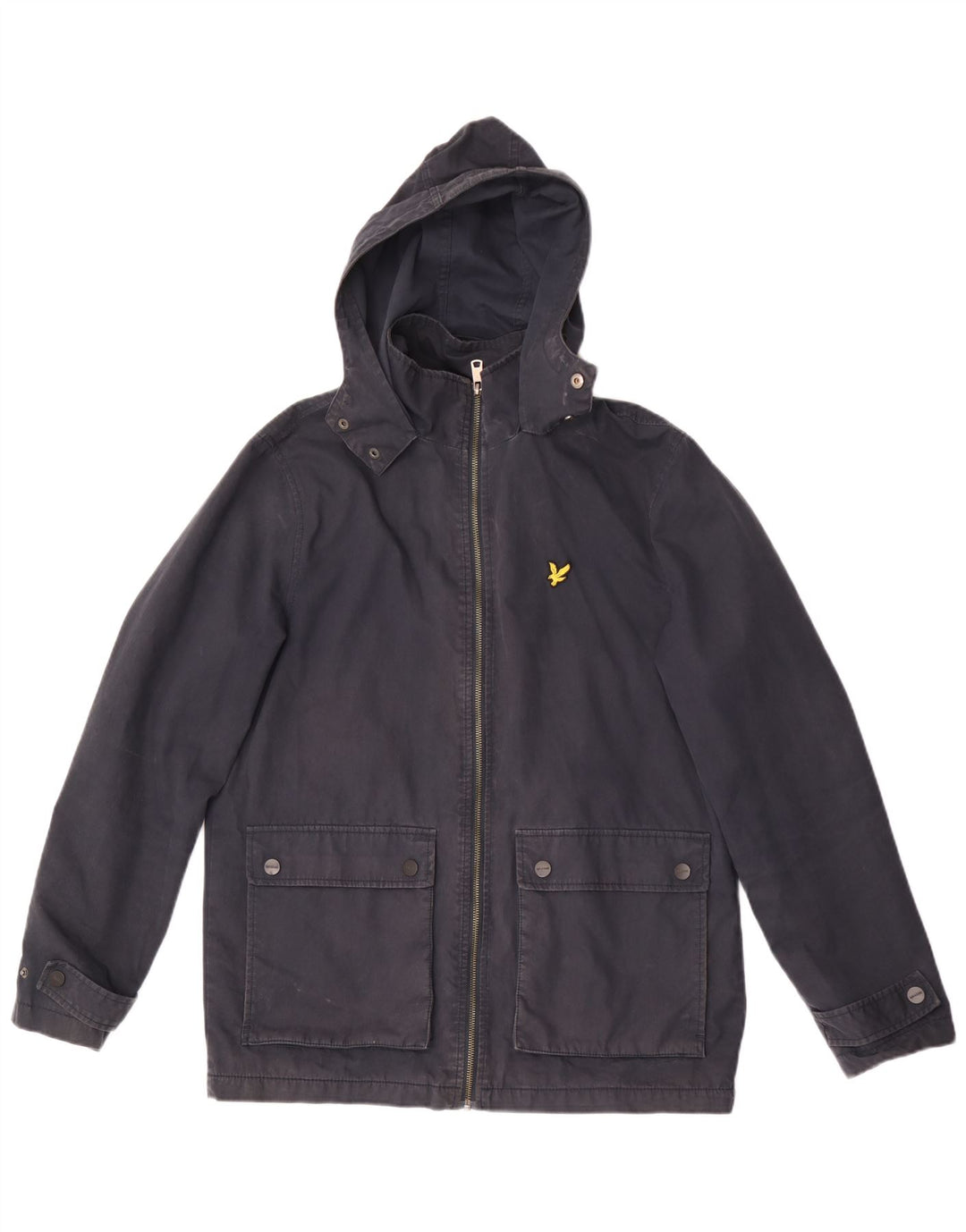 Męska kurtka wiatrówka z kapturem LYLE & SCOTT UK 38, średnia, granatowa, bawełniana