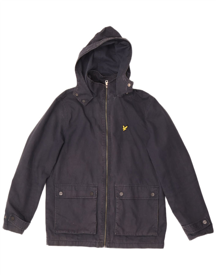Męska kurtka wiatrówka z kapturem LYLE & SCOTT UK 38, średnia, granatowa, bawełniana