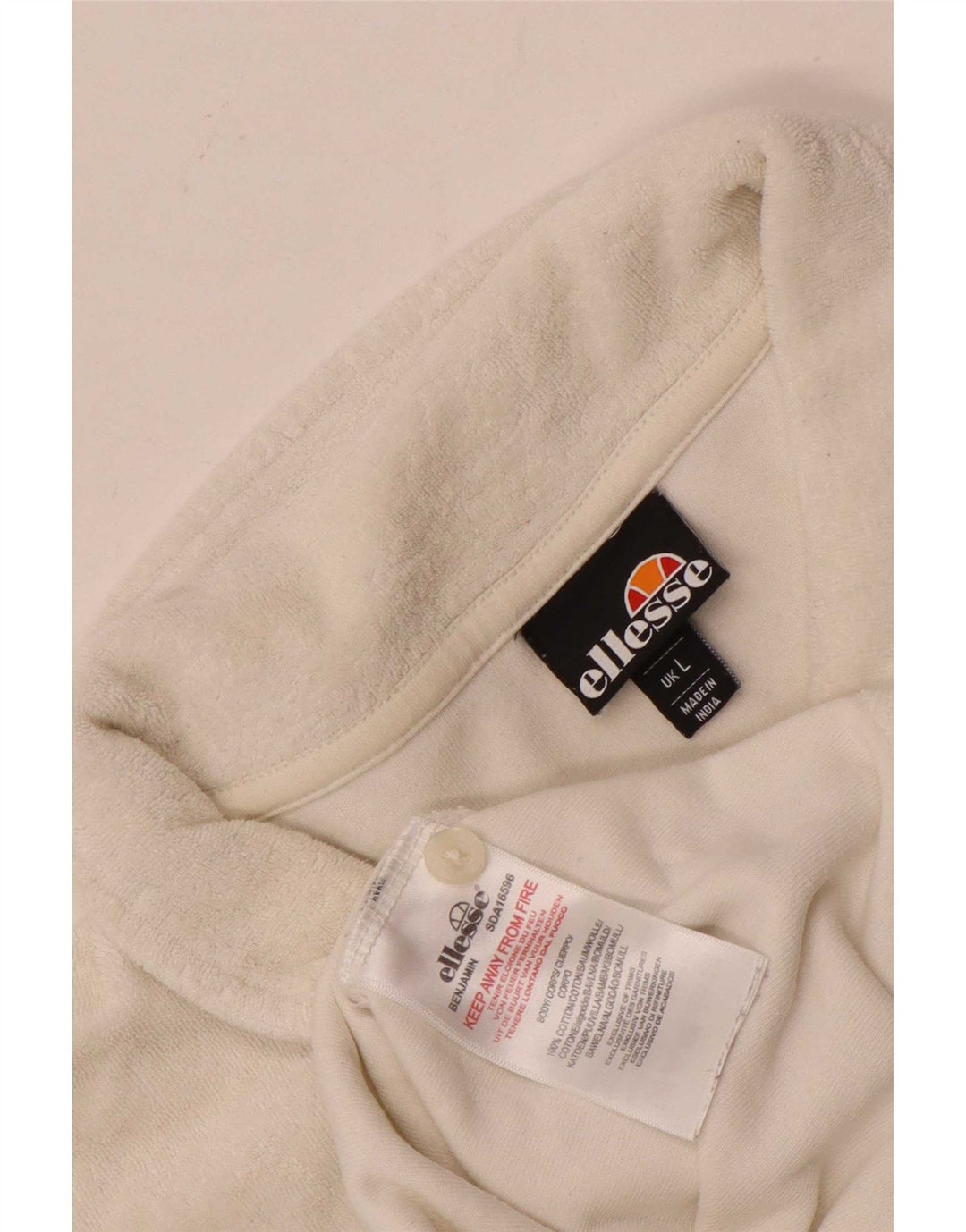 Męska aksamitna koszulka polo Ellesse, duża, biała, bawełniana