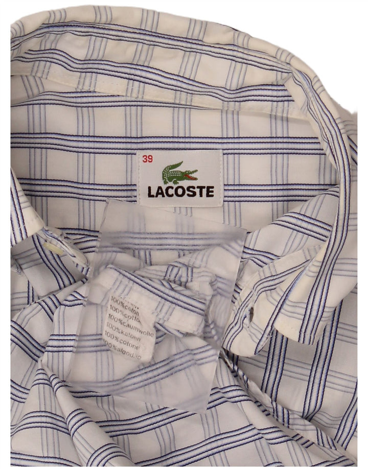 Męska koszula z krótkim rękawem Lacoste, rozmiar 39, bawełniana w średnią białą kratkę