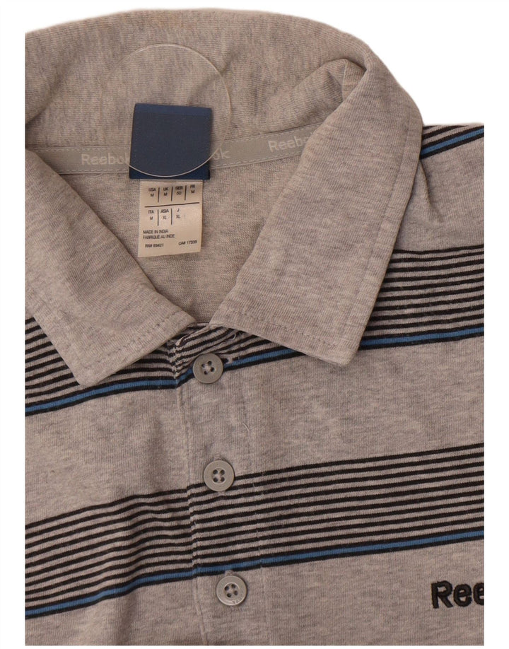 Męska koszulka polo Reebok, bawełniana w średnie szare paski