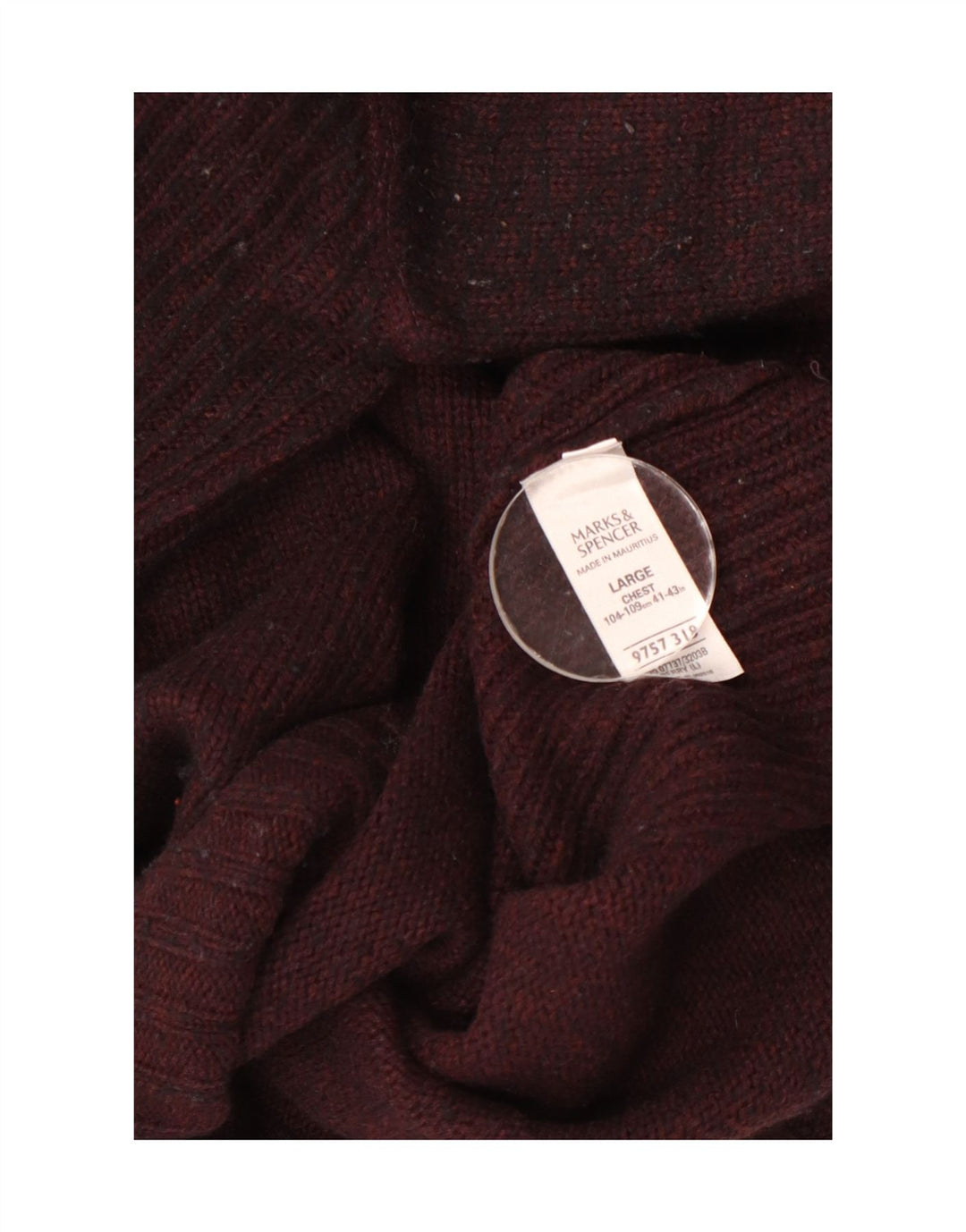 Marks & Spencer Męski sweter z zamkiem błyskawicznym, duży, bordowy, z owczej wełny