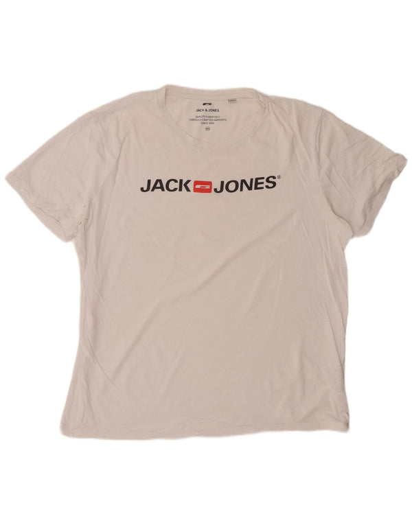 Męska koszulka z grafiką JACK & JONES, 2XL, biała, bawełniana