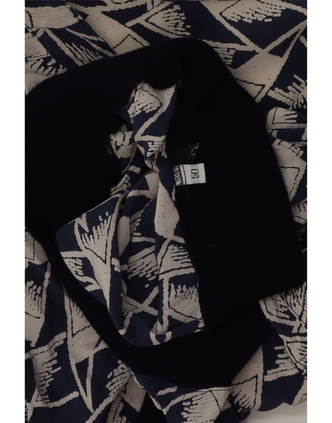 VINTAGE Womens Oversized Shirt Blouse IT 50 XL Navy Blue Geometric