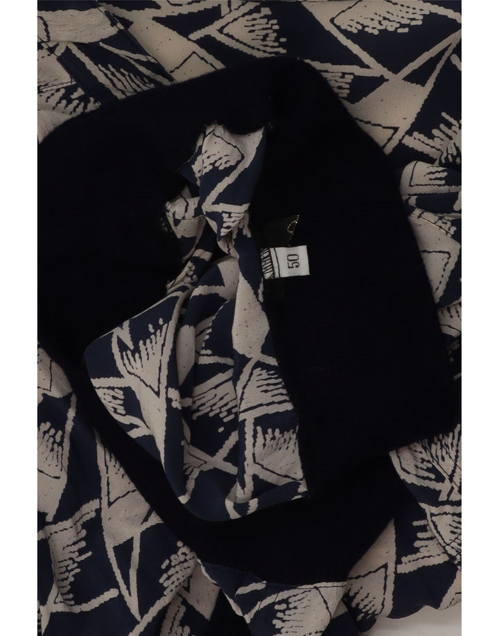 VINTAGE Womens Oversized Shirt Blouse IT 50 XL Navy Blue Geometric