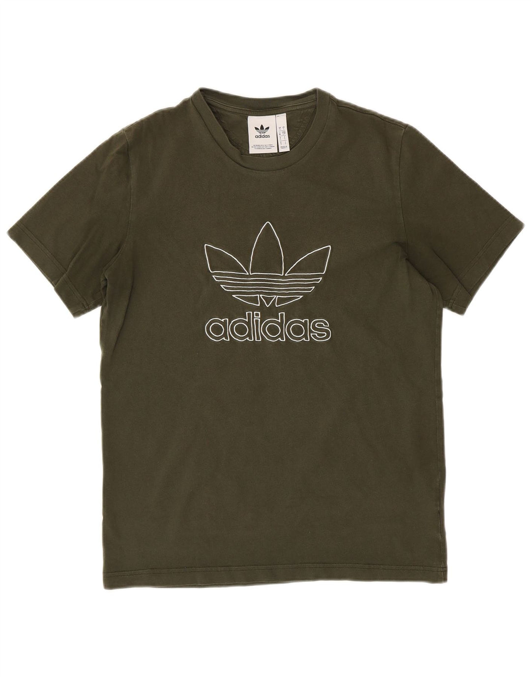 Męski T-shirt z grafiką ADIDAS, mały, bawełniany khaki