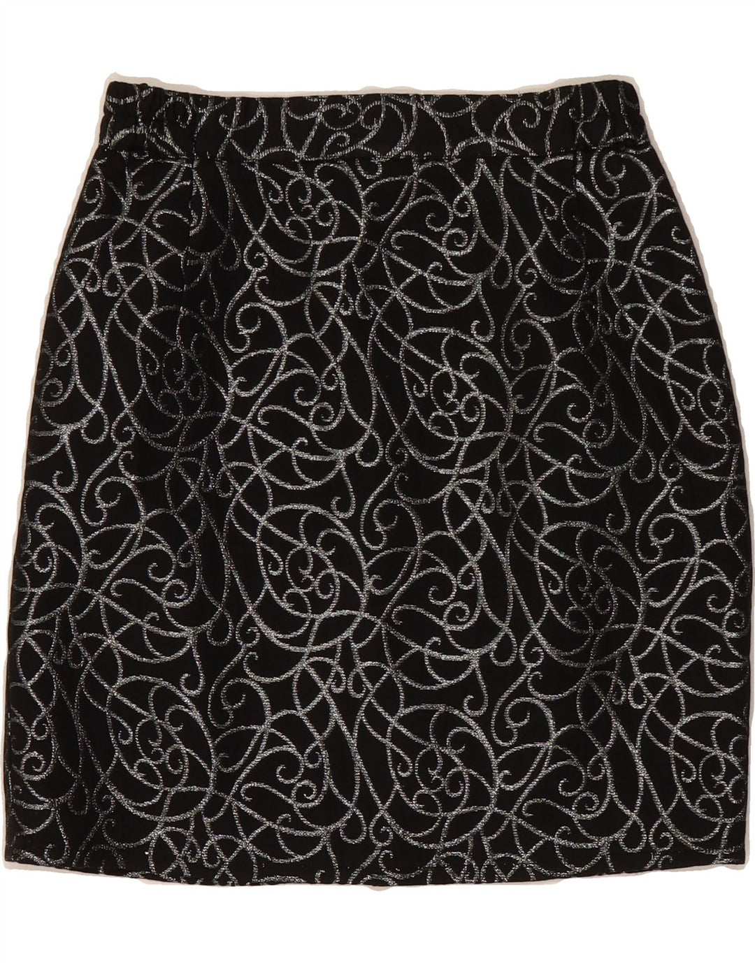 VINTAGE Womens Abstract Pattern Pencil Skirt IT 38 XS W26  Black Acetate Vintage Vintage and Second-Hand Vintage from Messina Hembry 