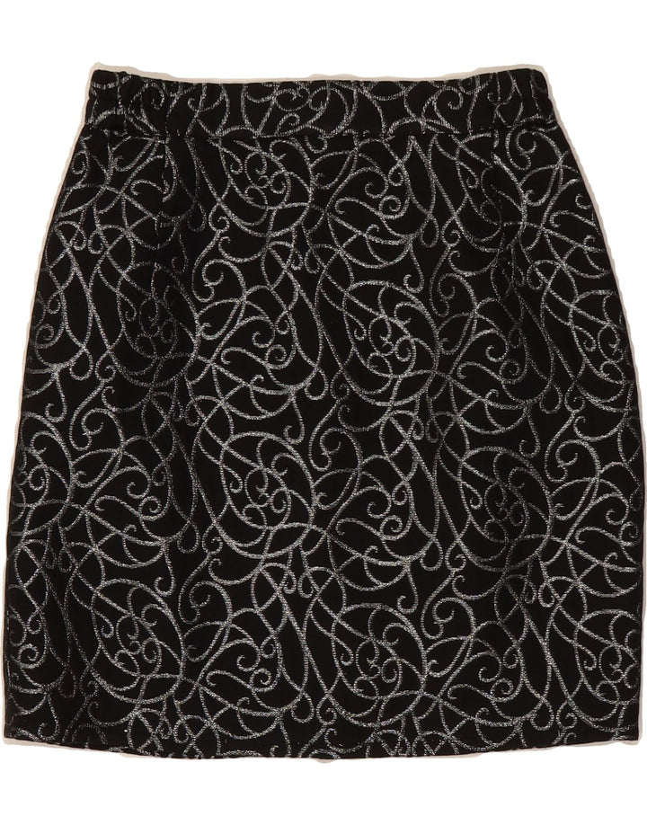 VINTAGE Womens Abstract Pattern Pencil Skirt IT 38 XS W26  Black Acetate Vintage Vintage and Second-Hand Vintage from Messina Hembry 