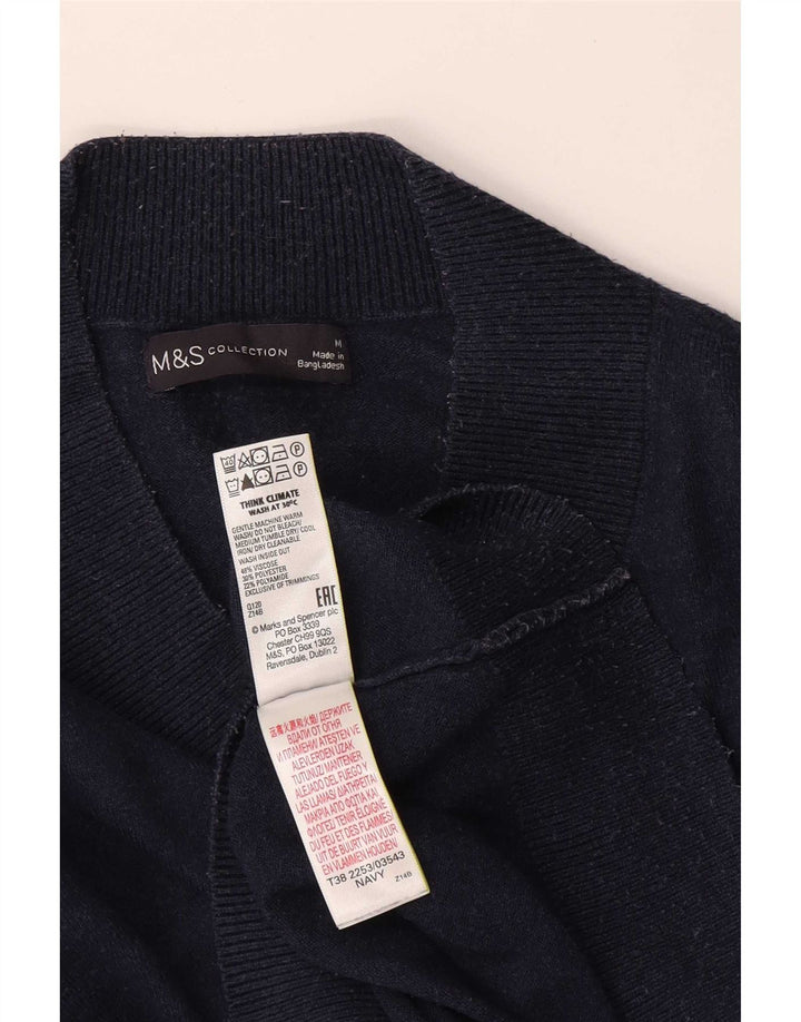 Damski sweter oversize Marks & Spencer z dekoltem w kształcie litery V, średni granatowy