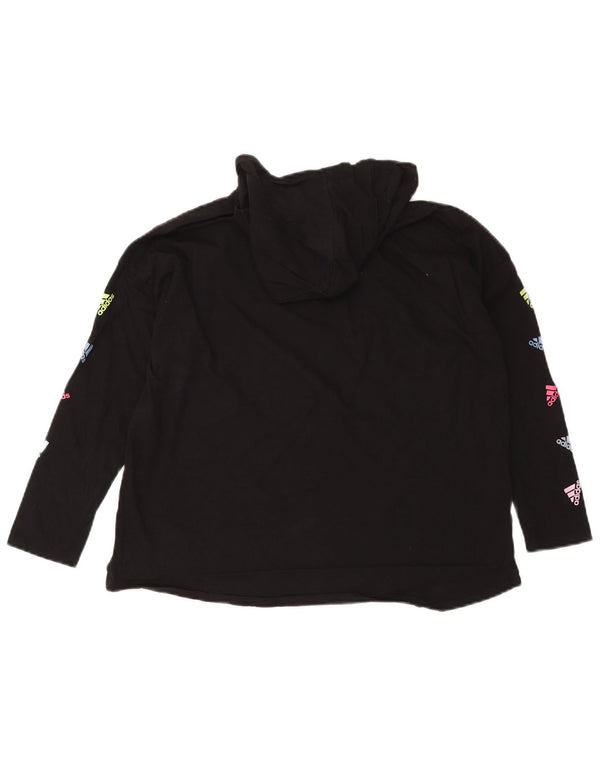 Damska bluza z kapturem Adidas Graphic Loose Fit UK 18 XL Czarna bawełna