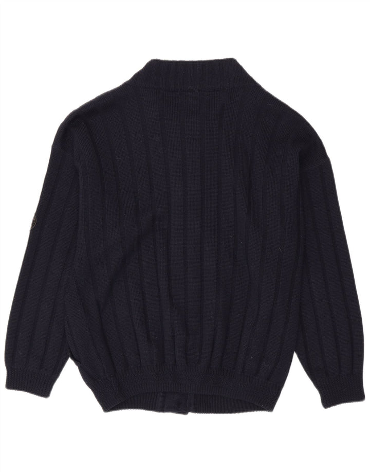 Vintage męski sweter rozpinany XL granatowy z dziewiczej wełny