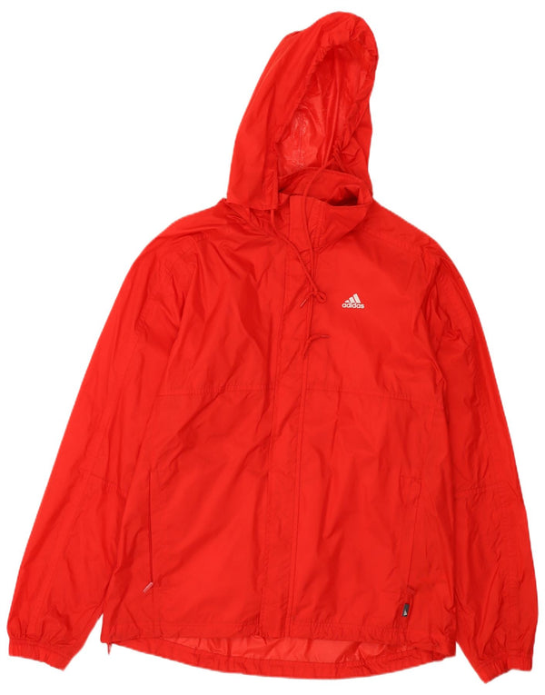 Męska kurtka przeciwdeszczowa ADIDAS z kapturem i grafiką UK 36 Small Red Nylon