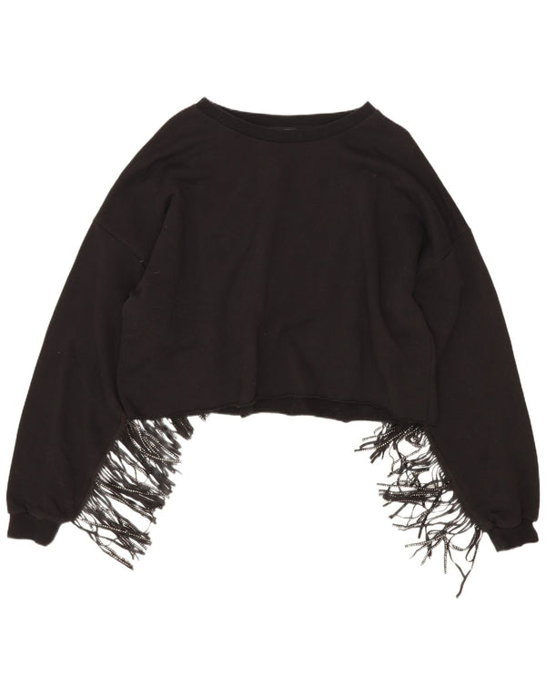 Damska bluza oversize Zara Crop UK 14, średnia czarna bawełna