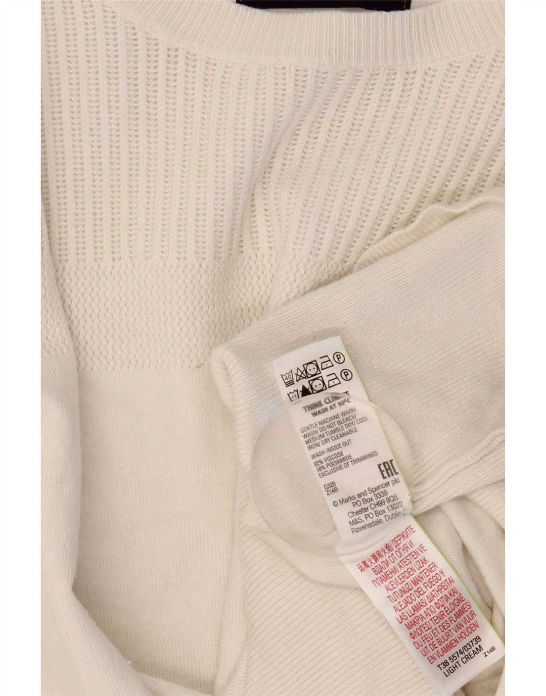 Marks & Spencer Damski sweter z wycięciem pod szyją, UK 14, średni złamanej bieli