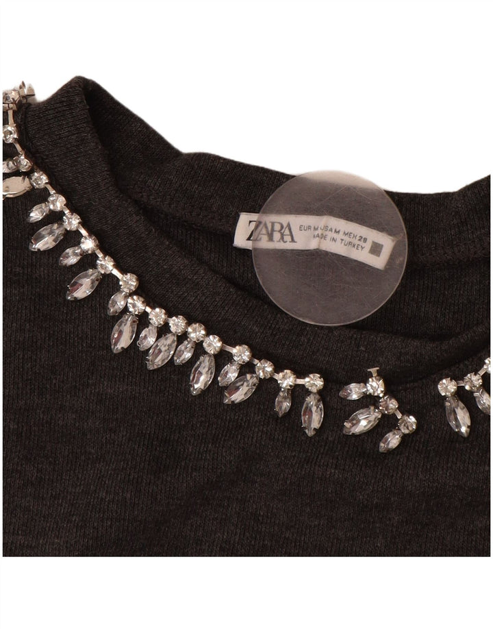 Damski sweter ZARA Crop 3/4 z dekoltem w łódkę UK 14 Średni szary