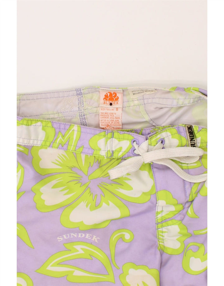 SUNDEK Boys Swimming Shorts 7-8 Years Purple Floral Polyester Vintage Sundek and Second-Hand Sundek from Messina Hembry 
