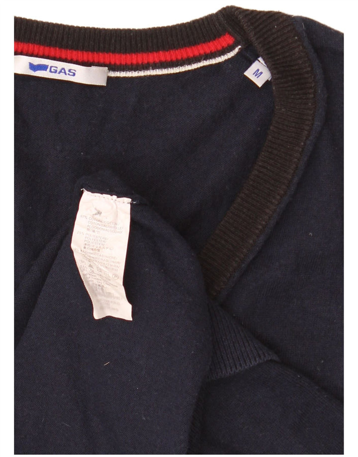 Męski sweter rozpinany bez rękawów Gas, średni granatowy, bawełniany