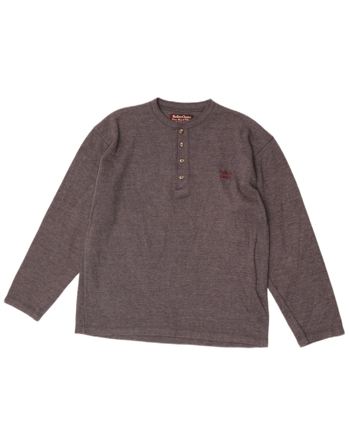 Marlboro Classics Męski top z długim rękawem, duży, szary, bawełniany