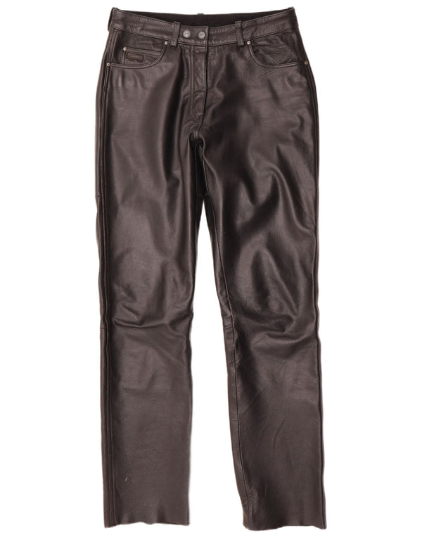 Spodnie damskie POLO proste skórzane IT 44 średnie W30 L33 czarna skóra