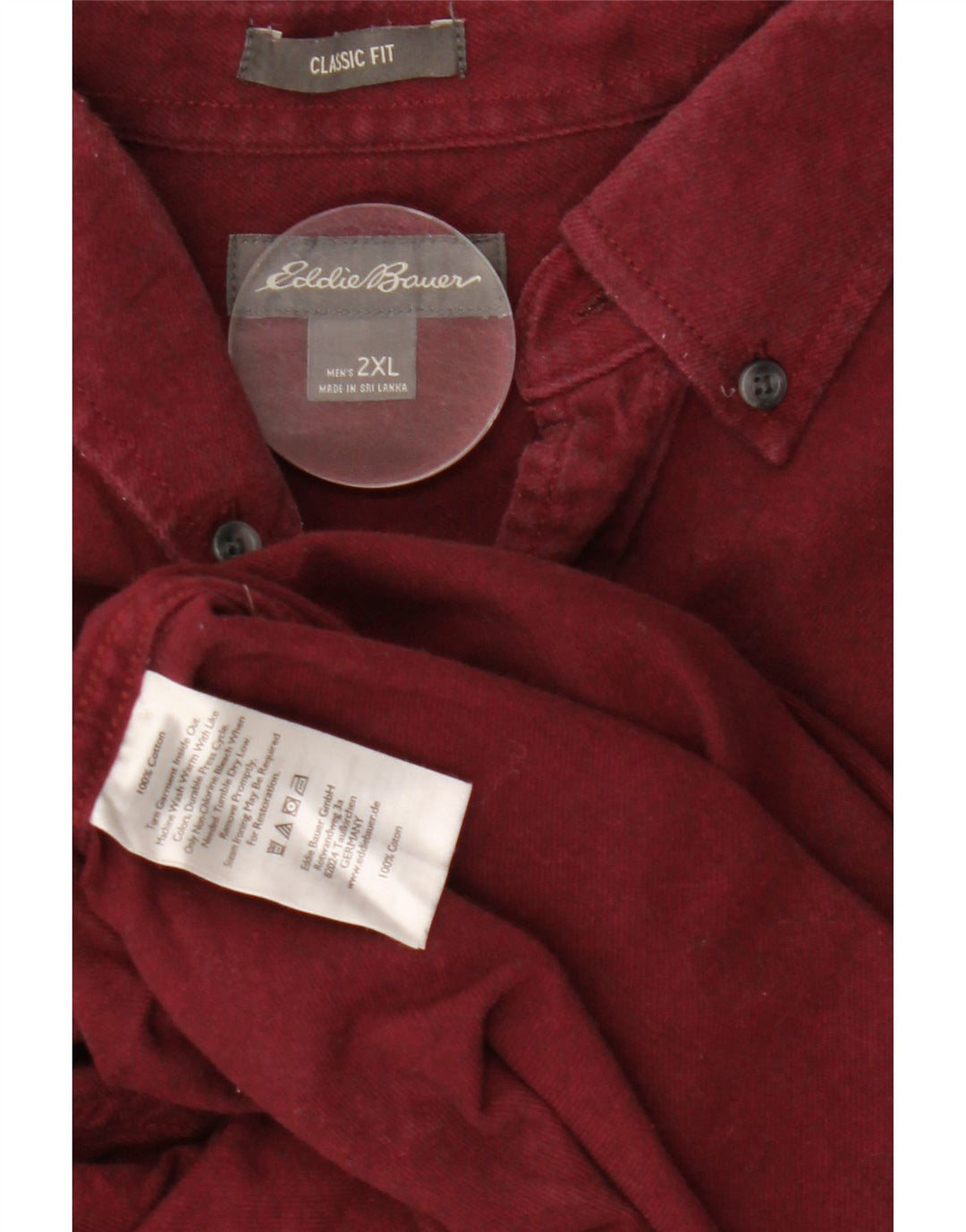 Koszula flanelowa męska EDDIE BAUER o klasycznym kroju 2XL, bordowa, bawełniana