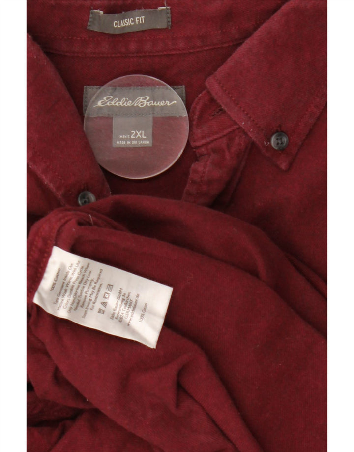 Koszula flanelowa męska EDDIE BAUER o klasycznym kroju 2XL, bordowa, bawełniana