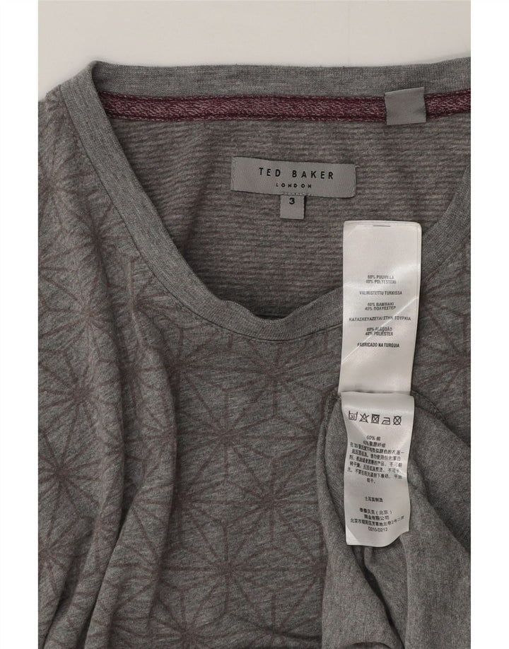 Ted Baker Męski T-shirt z grafiką, rozmiar 3, średnioszary, z geometrycznej bawełny