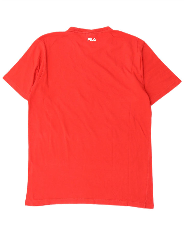Męska koszulka z grafiką Fila, bawełniana, średnia czerwona