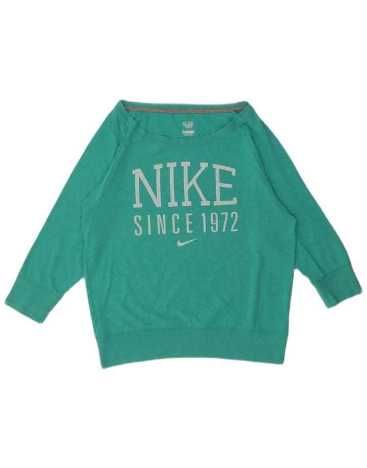 Damski top graficzny Nike z rękawem 3/4, UK 14, średni zielony nakrapiany