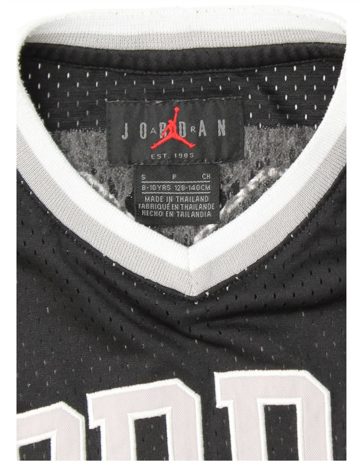 JORDAN Boys Graphic T-Shirt Top 8-9 Years Small  Black Polyester