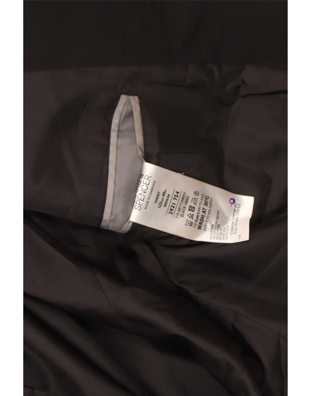 Marks & Spencer Męska marynarka zapinana na 2 guziki UK 48 2XL Czarny poliester