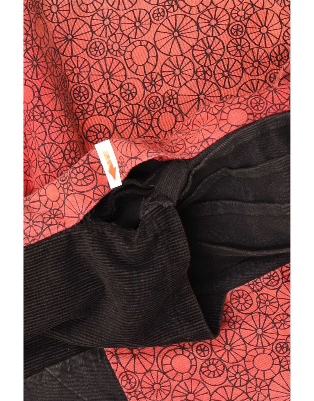 Płaszcz damski w stylu vintage UK 12, średni czarny patchworkowy, bawełniany